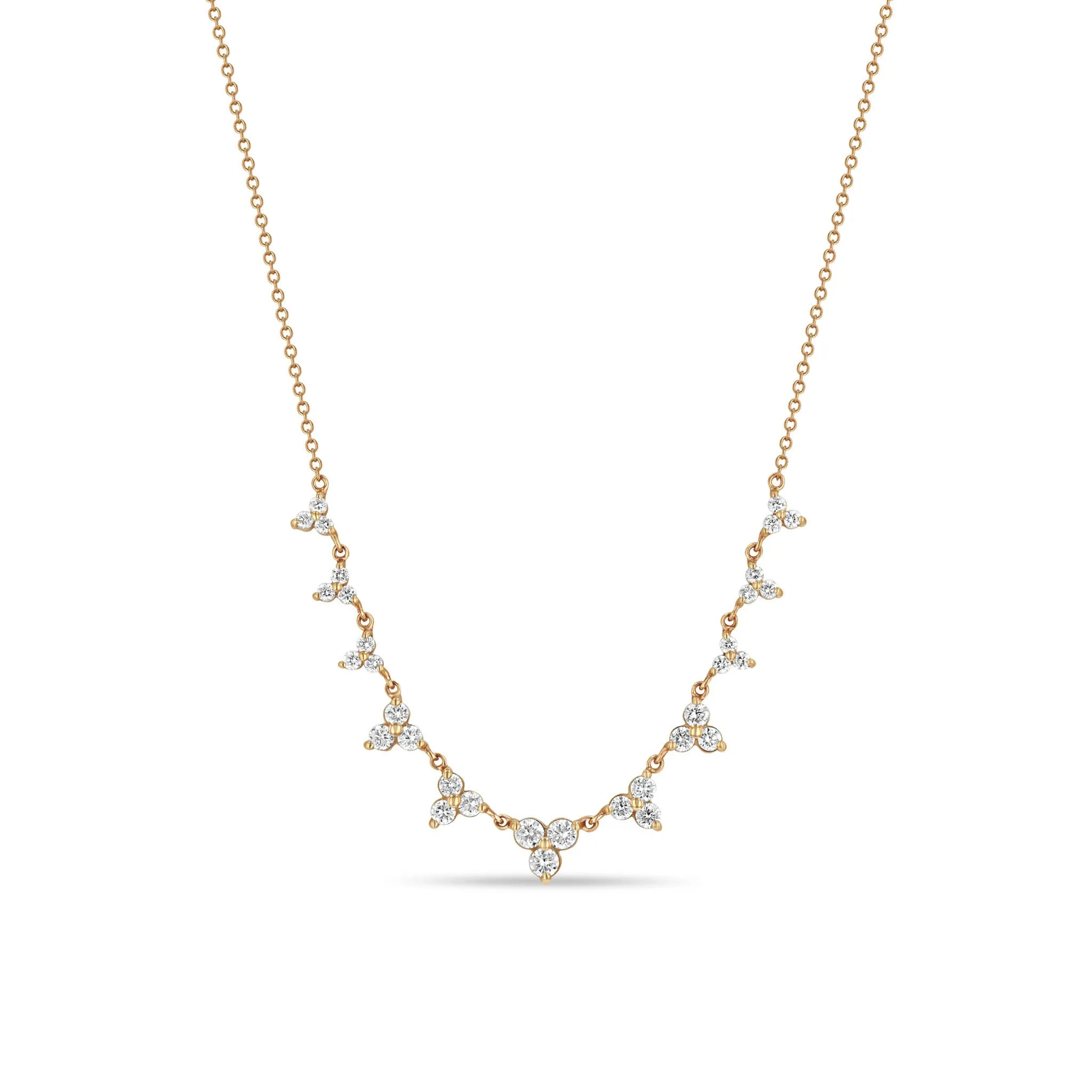 14k 11 Linked Graduated Diamond Trio Necklace