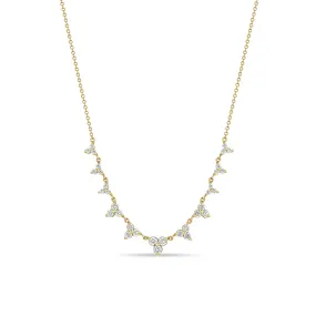 14k 11 Linked Graduated Diamond Trio Necklace