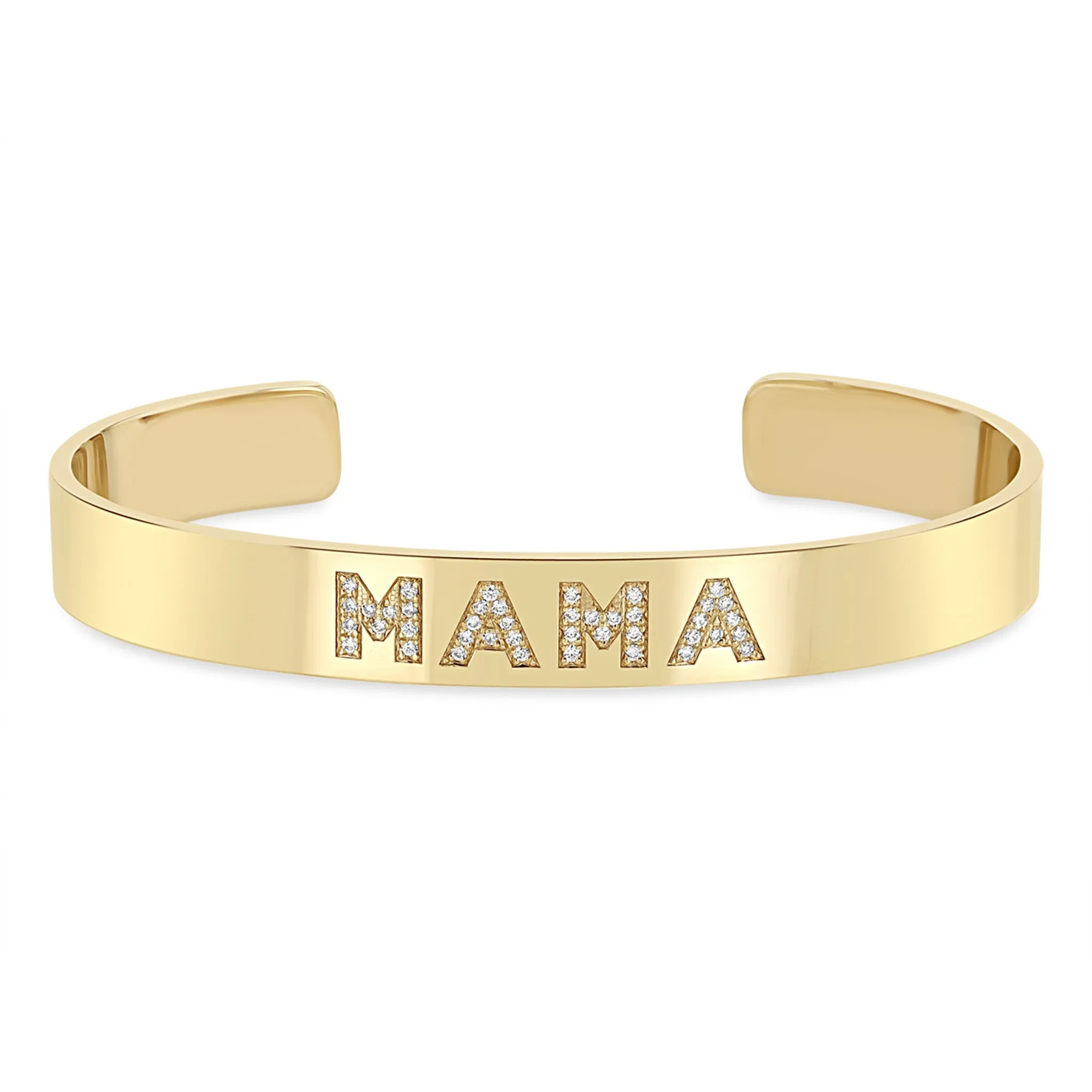 14k Personalized Diamond Letters Wide Cuff Bracelet