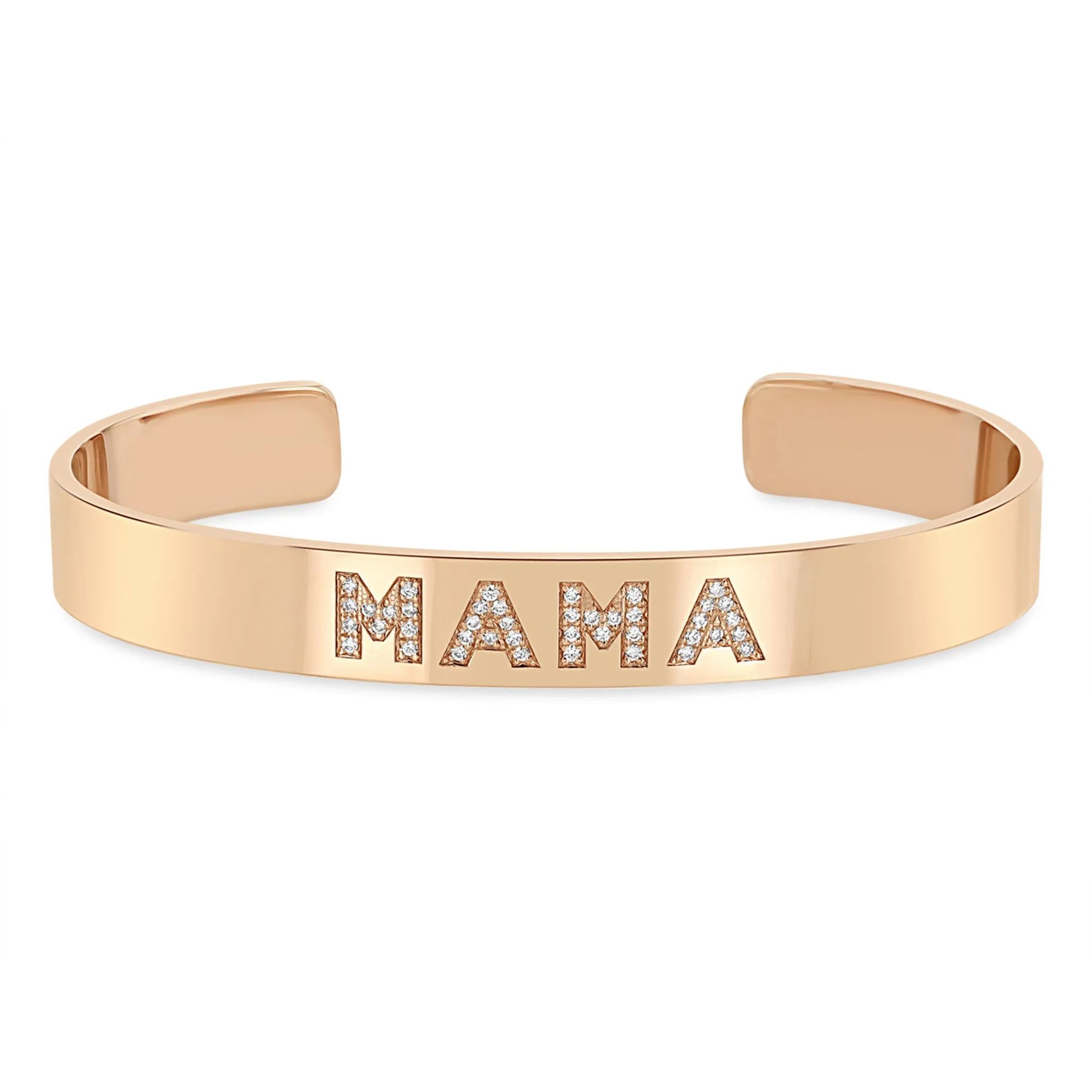 14k Personalized Diamond Letters Wide Cuff Bracelet