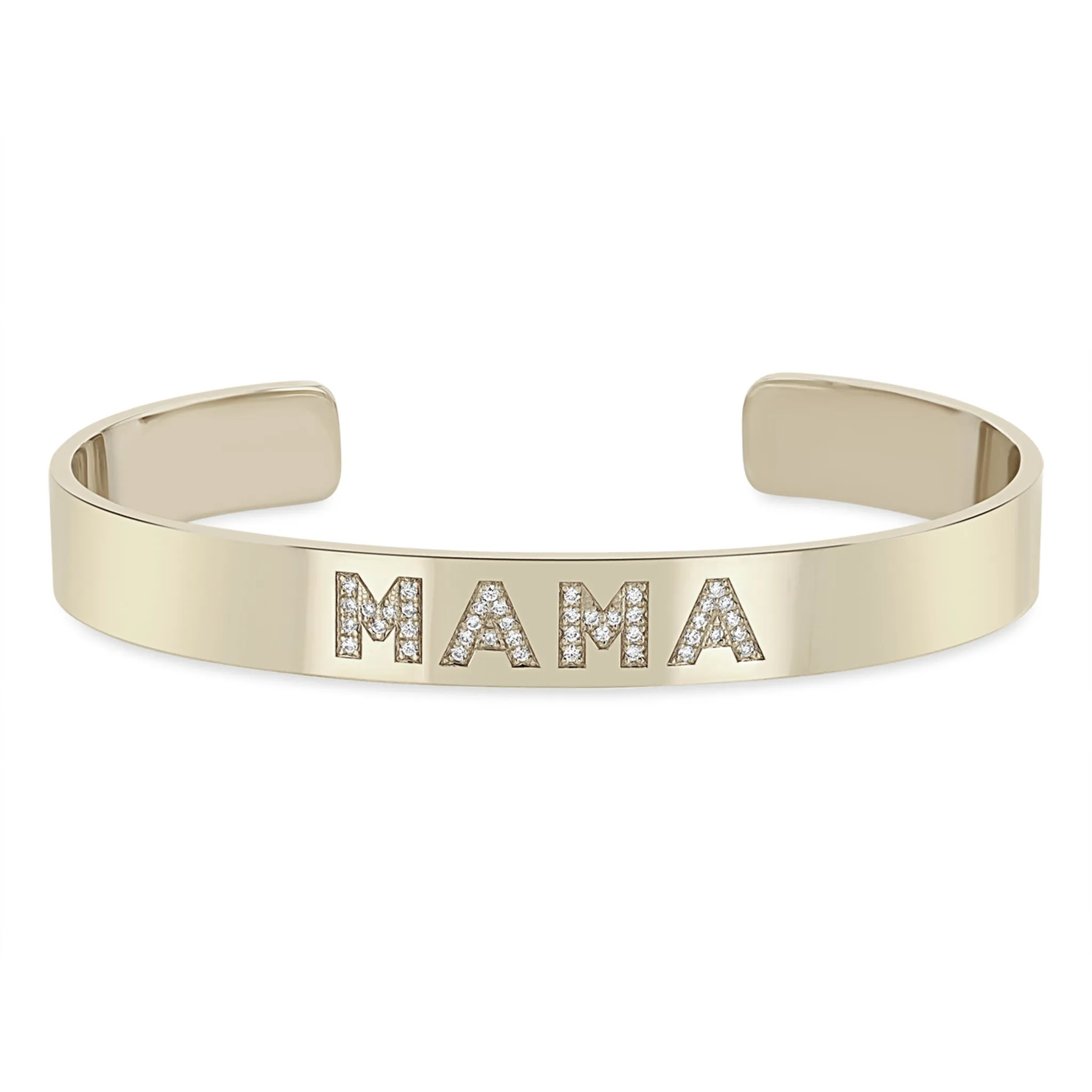 14k Personalized Diamond Letters Wide Cuff Bracelet