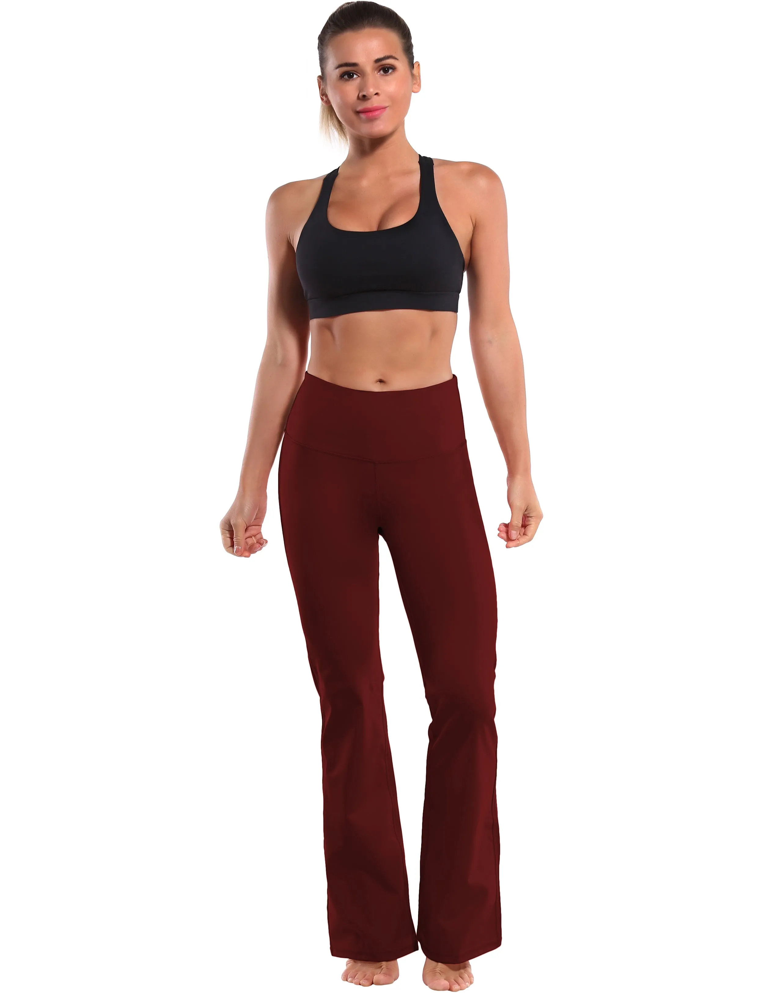 29" 31" 33" 35" 37" High Waist Bootcut Leggings Cherryred