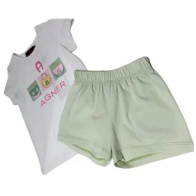 Aigner Top/Shrts Set Logo White/Green