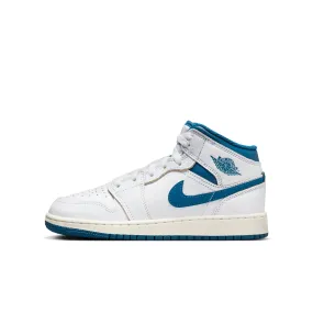 Air Jordan 1 Mid SE GS (White/Industrial Blue/Sail)