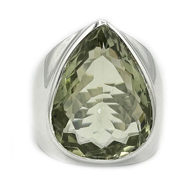 Aranya Green Amethyst Teardrop Ring