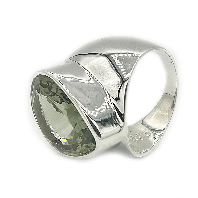 Aranya Green Amethyst Teardrop Ring