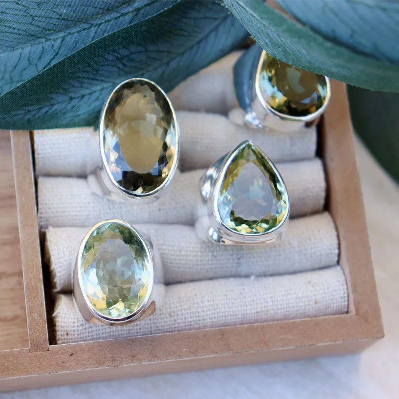 Aranya Green Amethyst Teardrop Ring