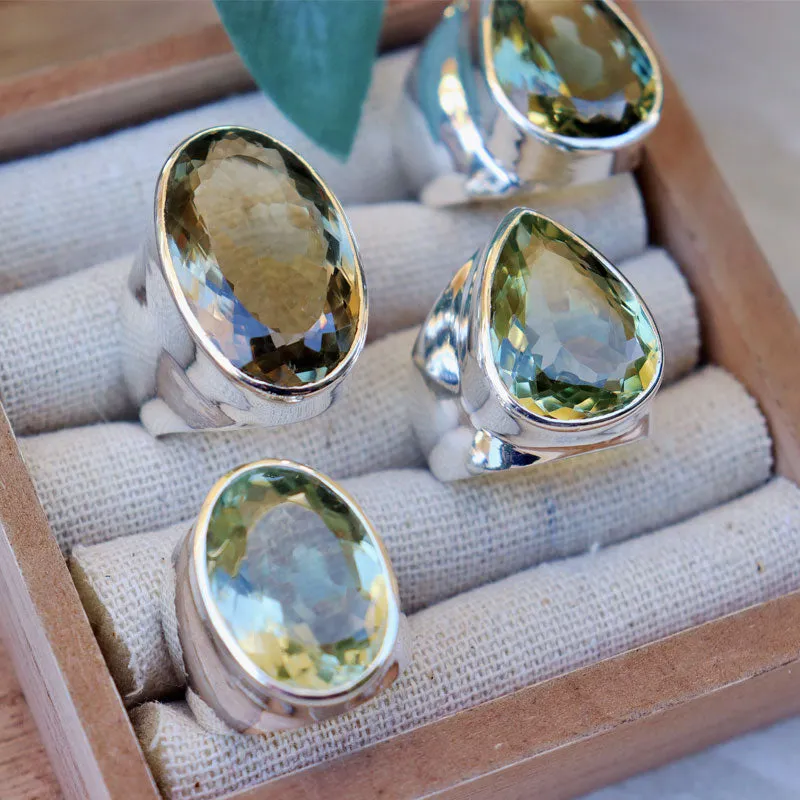 Aranya Green Amethyst Teardrop Ring