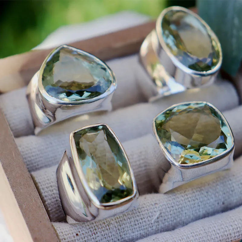 Aranya Green Amethyst Teardrop Ring