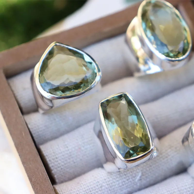 Aranya Green Amethyst Teardrop Ring