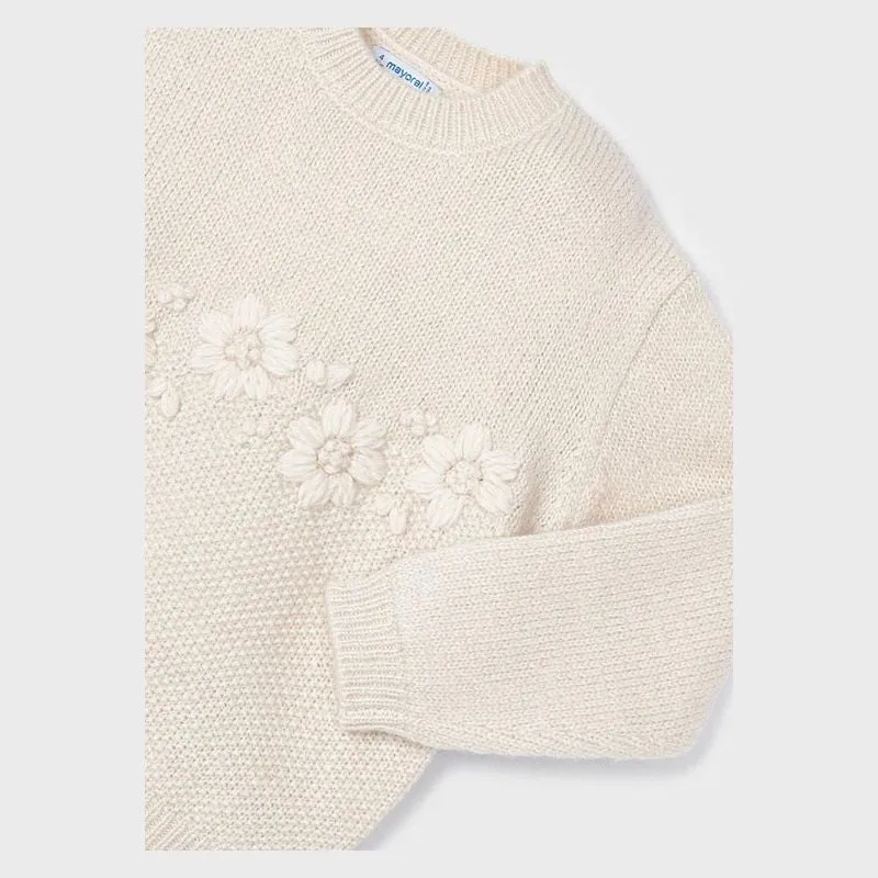 Beige Daisy Knit Sweater