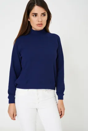 BIK BOK High Neck Jumper in Navy