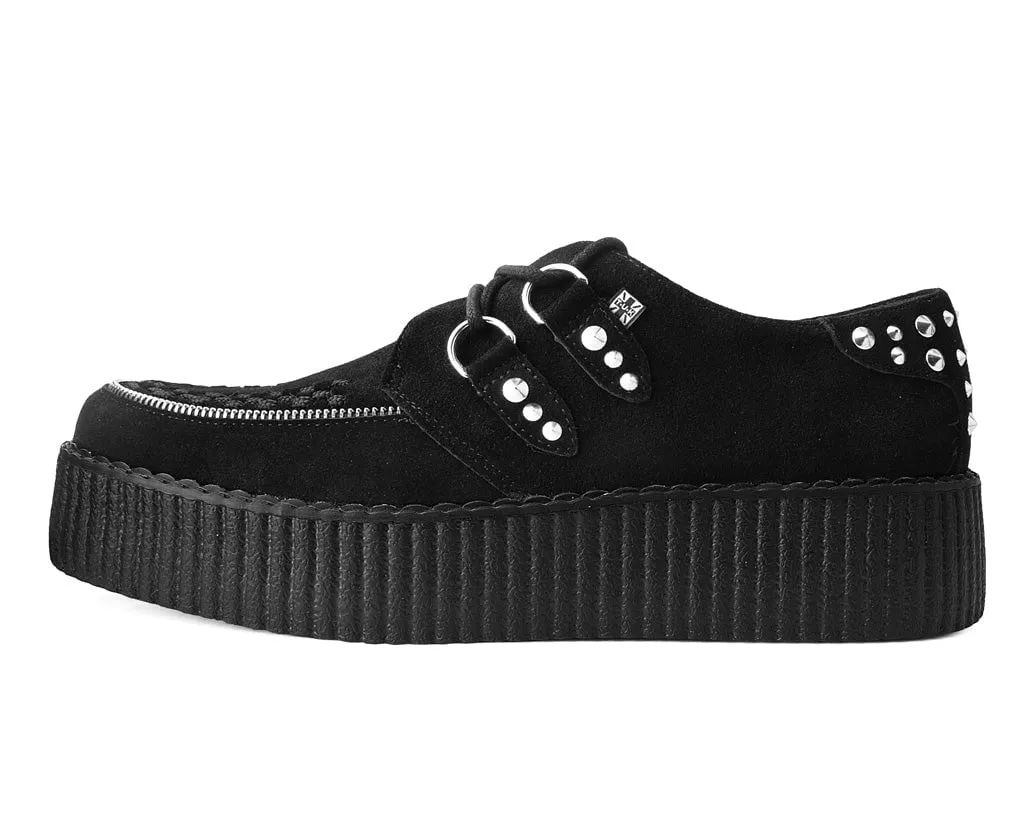 Black Suede Zipper Studded Mondo Creeper