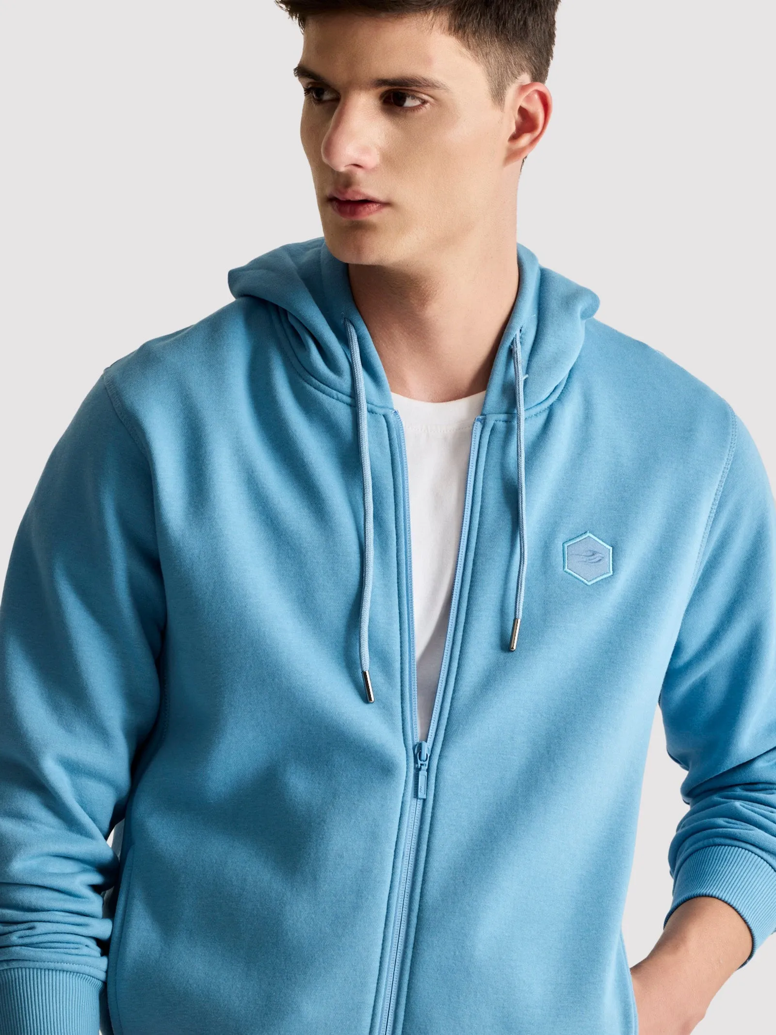 Blue Fleece Hooded Sweatshirt