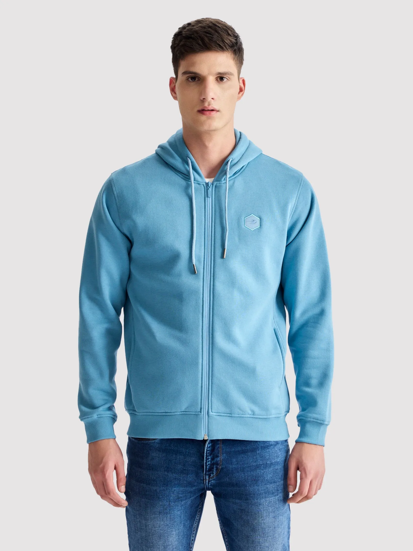 Blue Fleece Hooded Sweatshirt