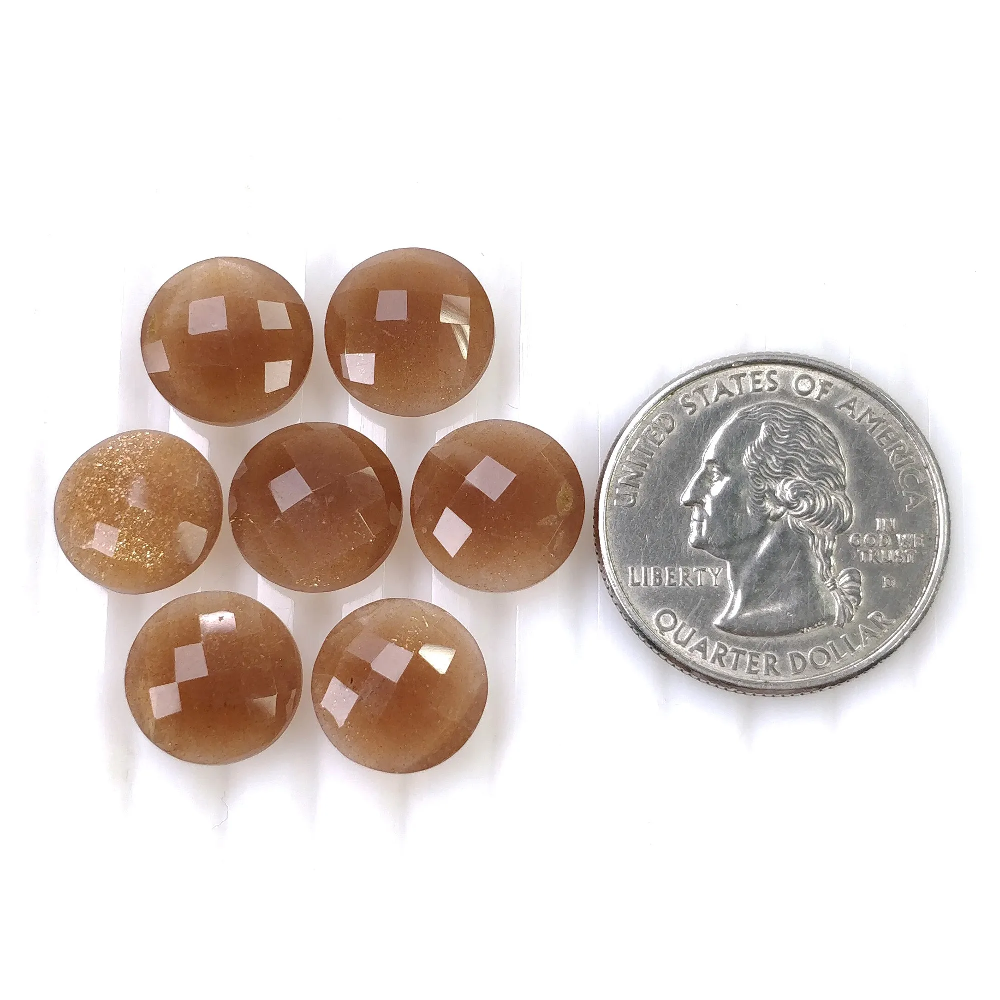 BROWN MOONSTONE Gemstone Checker Cut : 34.40cts. Natural Untreated Unheated Moonstone Round Shape 12mm 7pcs