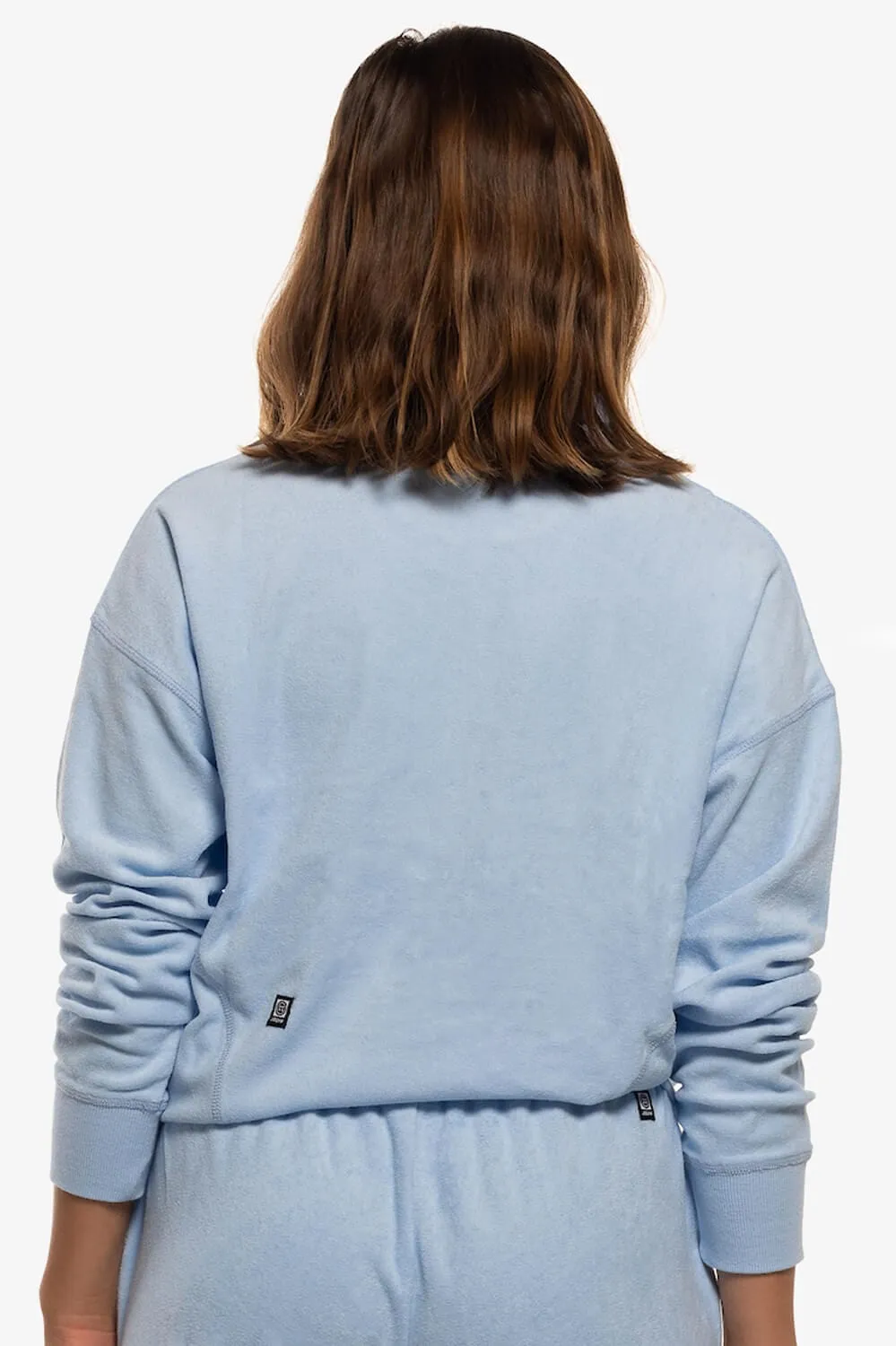 Callie Terry Cloth  1/4 Zip Pullover Sweatshirt - Sky