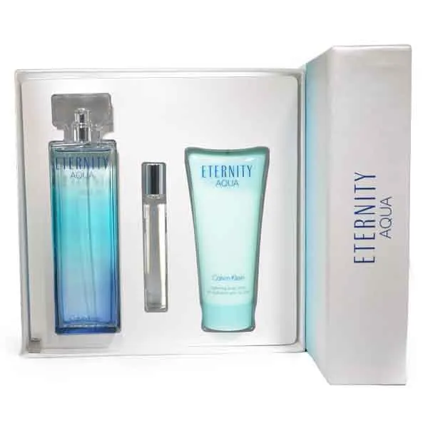 Calvin Klein Eternity Aqua 3.4 oz EDP 3 pcs. Gift Set