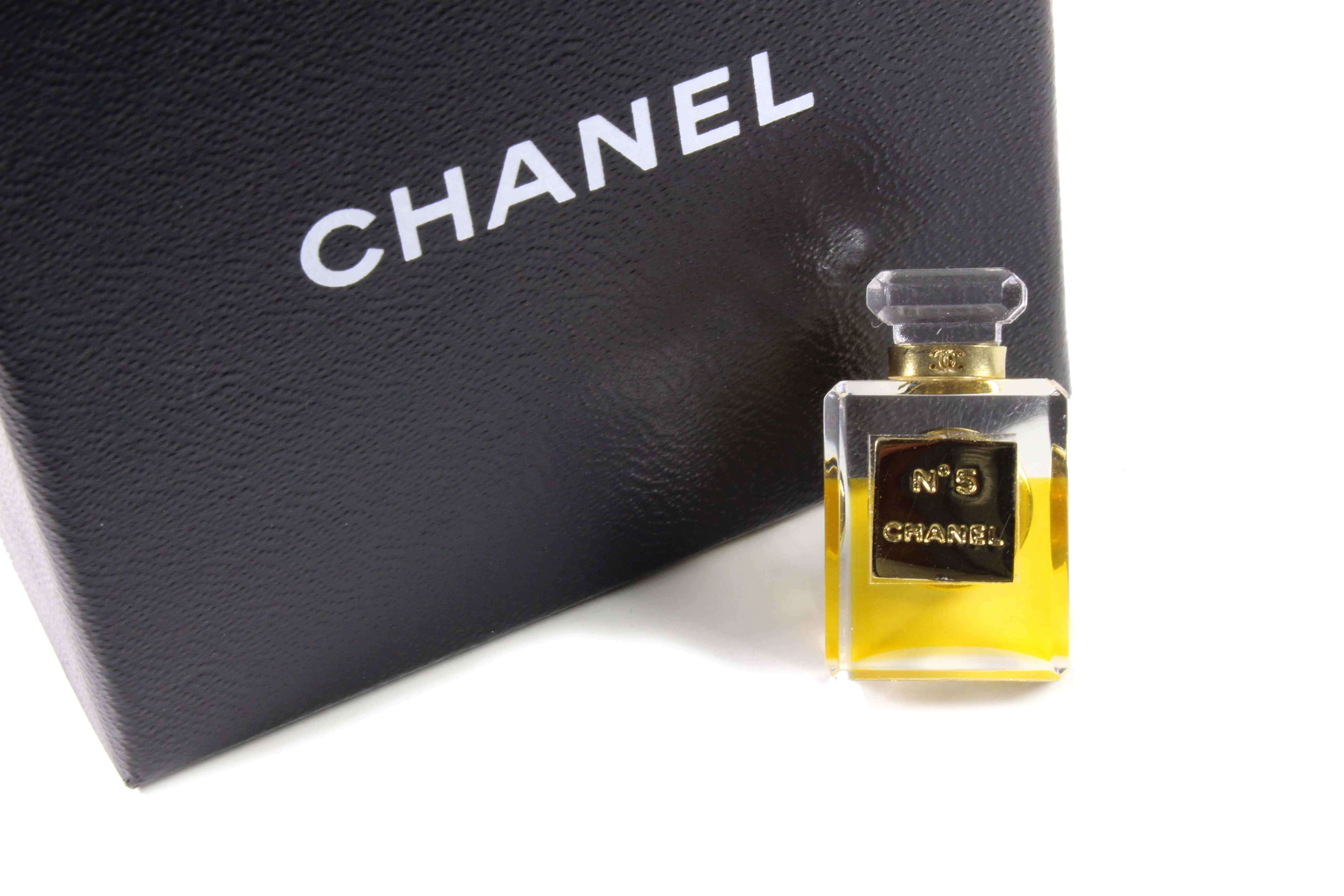 CHANEL iconic No.5 miniature perfume pin brooch