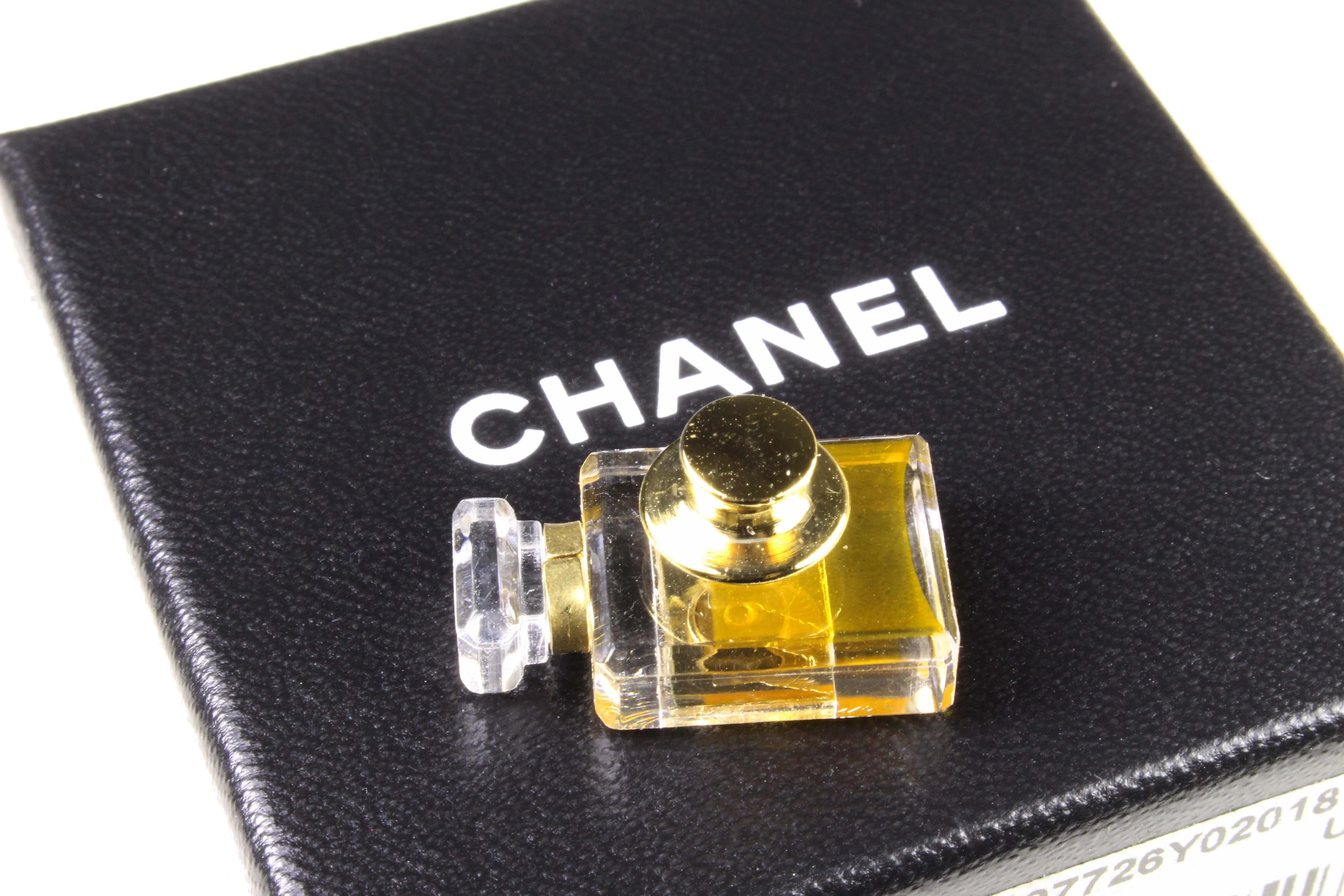 CHANEL iconic No.5 miniature perfume pin brooch