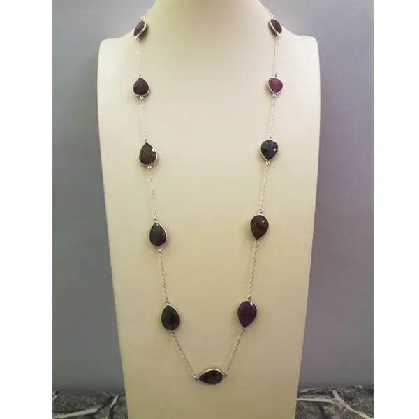 Colored Sapphires Jeweled Chain Necklace