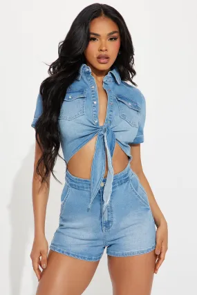 Desert Heart Denim Romper - Light Wash