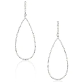 Doves Diamond Teardrop Dangle White Gold Hoop Earrings