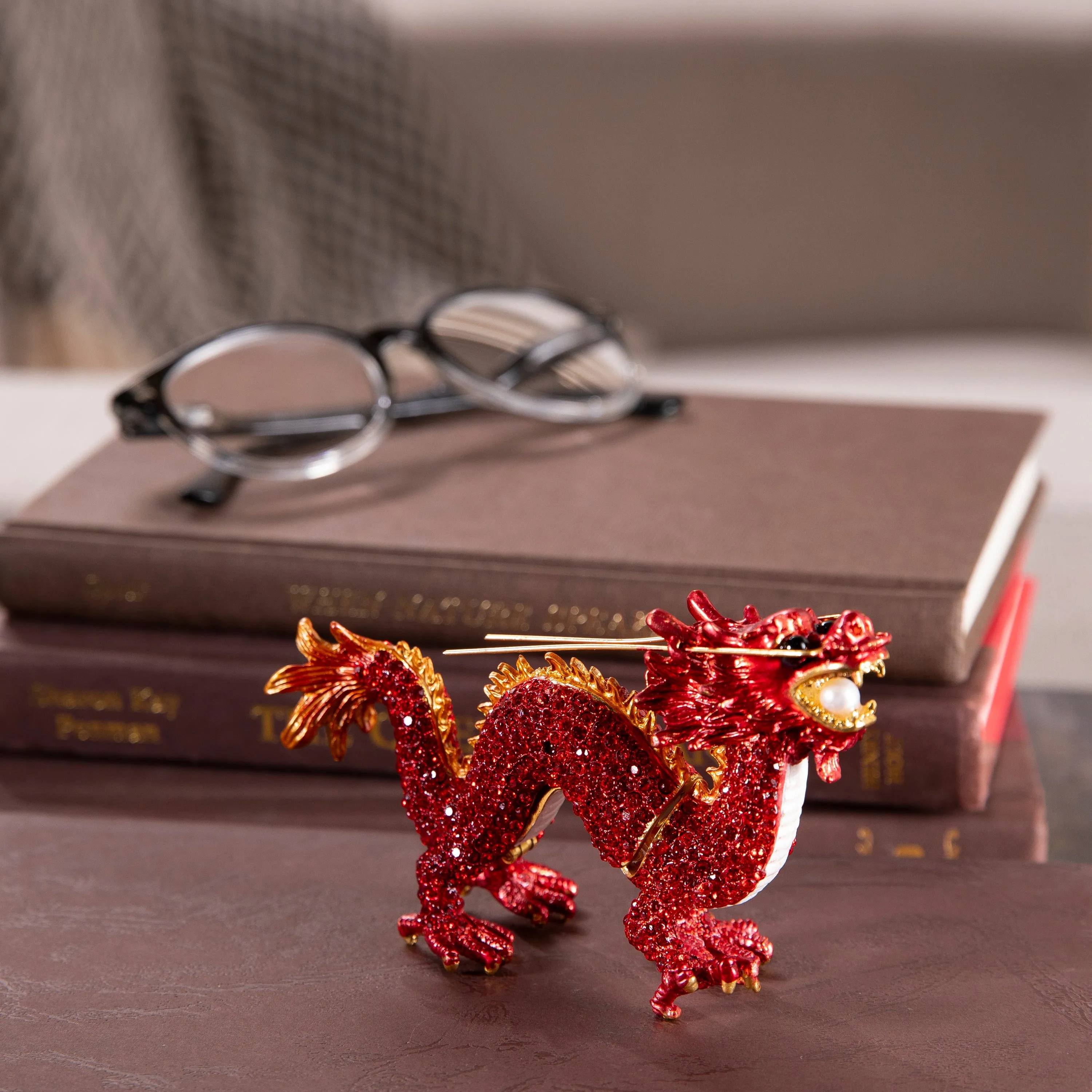 Dragon Figurine Keepsake Box made with Crystals