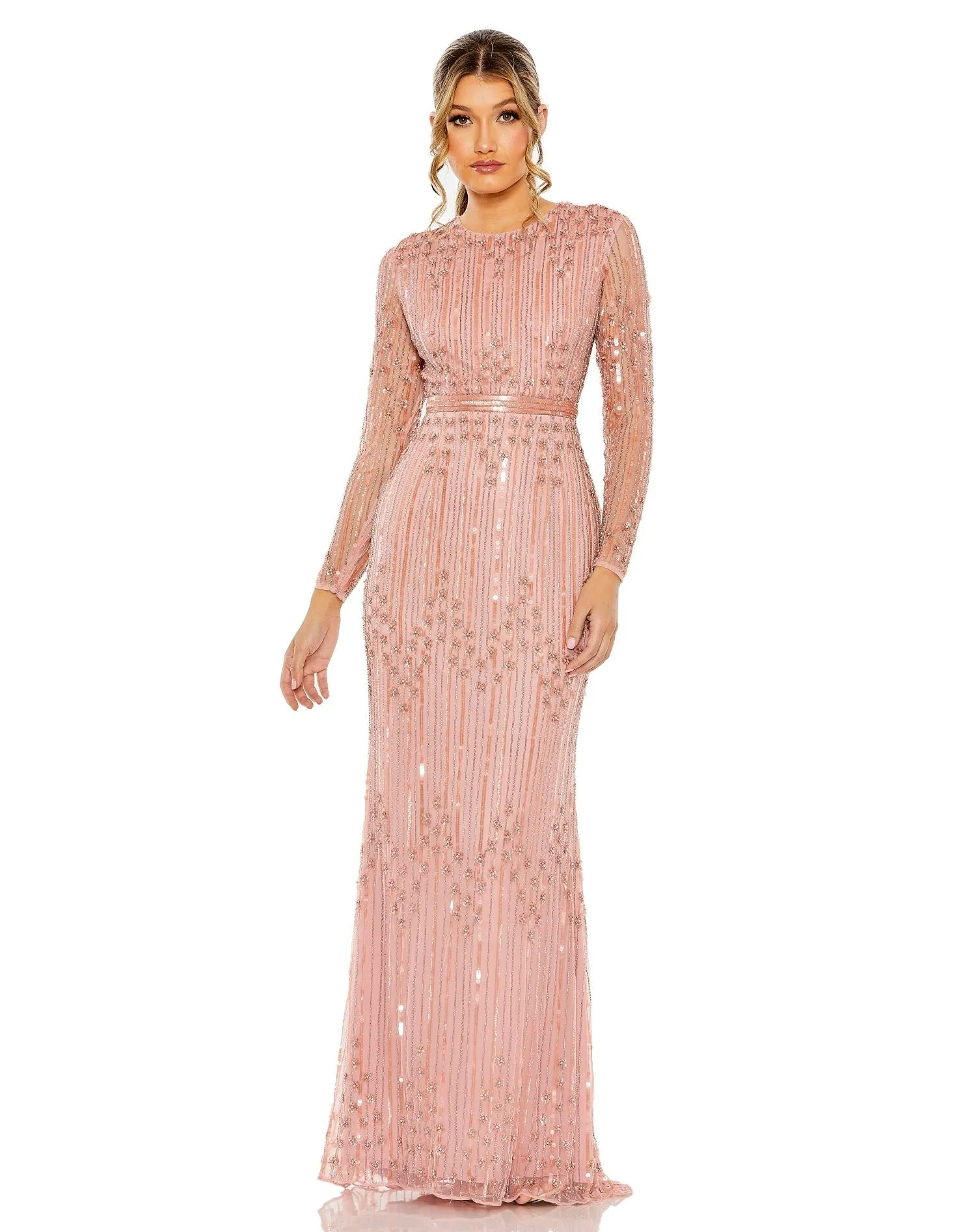 Embellished Long Sleeve Column Gown | Sample | Sz.4