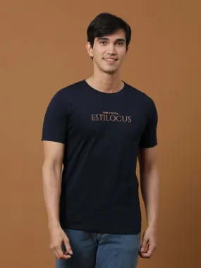 Estilocus Navy Printed T Shirt