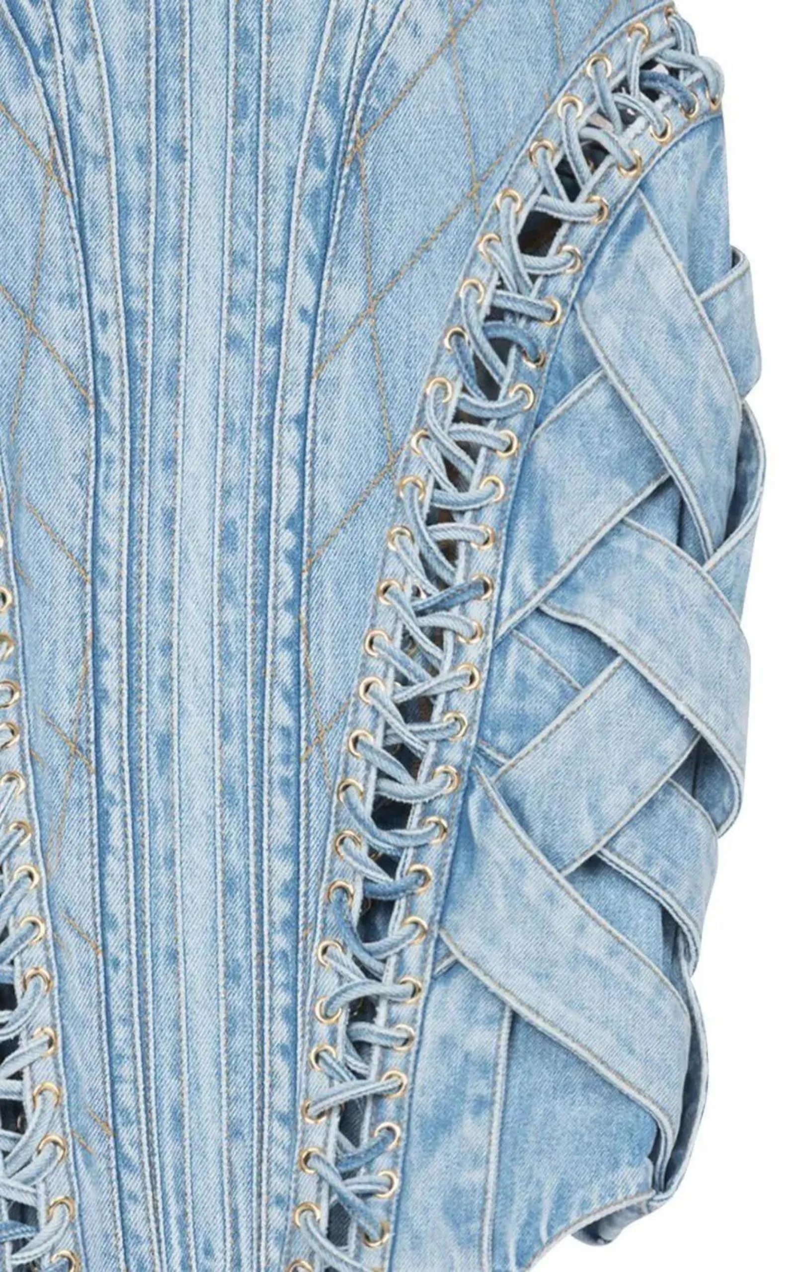 High-waist Lace-up Denim Skirt