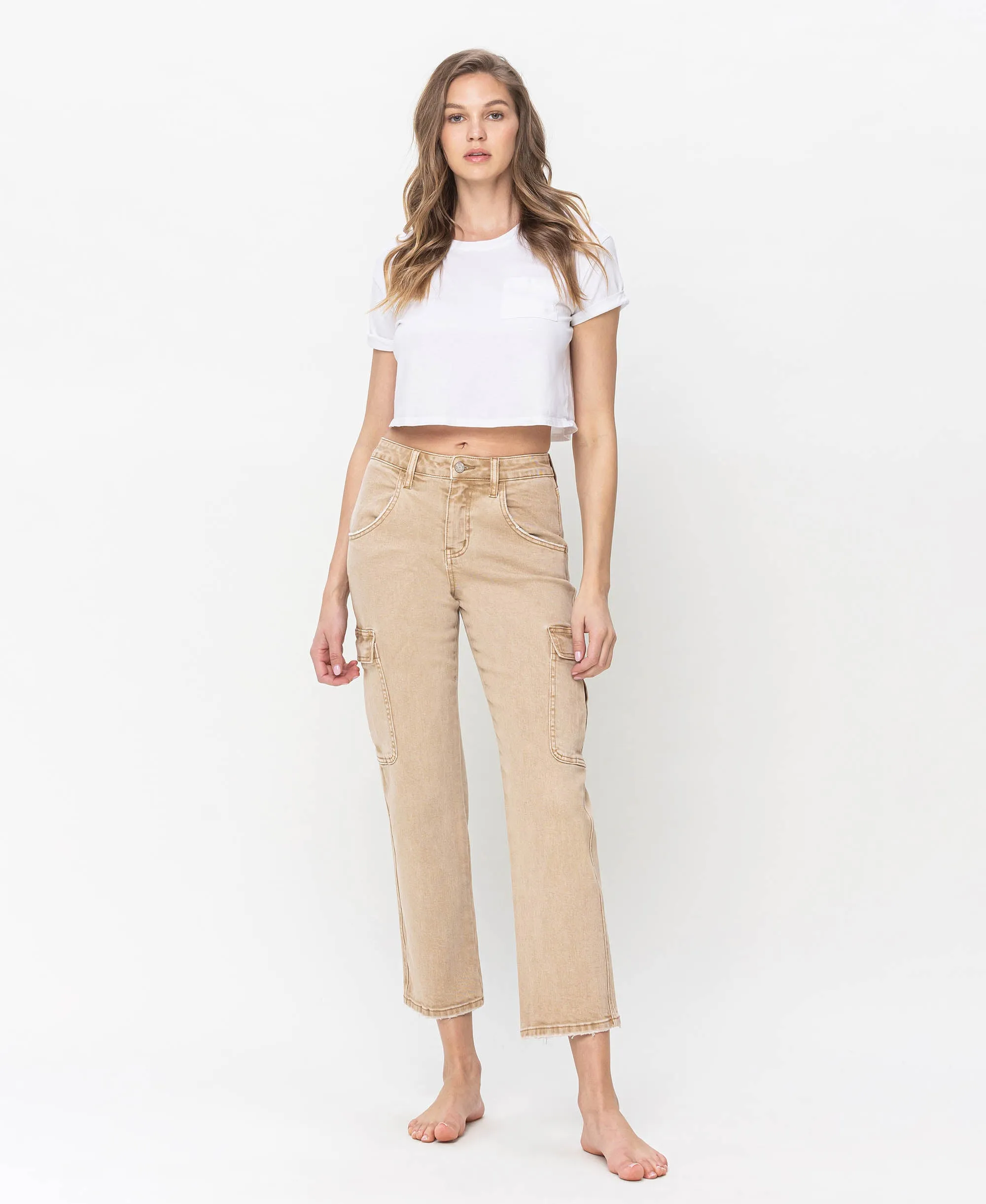 Instructive - High Rise Relaxed Straight Cargo Jeans