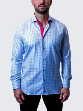 Maceoo Stretch Shirt | Einstein Check Sky Blue