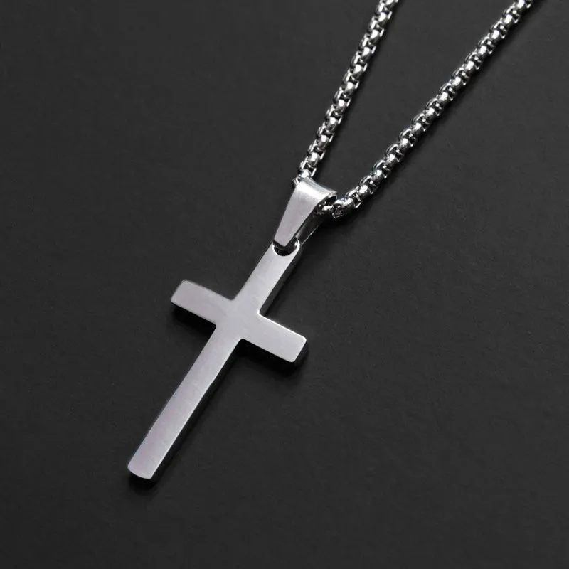 Men's Silver Cross Necklace Gifts for Him Cross for Men Crosses Gift for Bro Son Bff