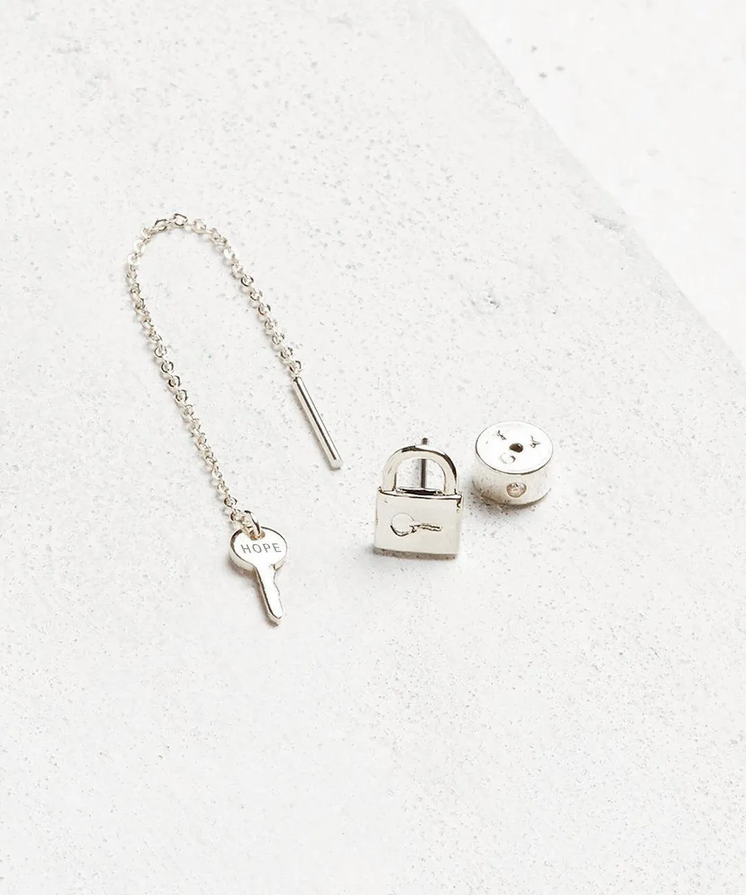 Mini Key Threader and Padlock Earring Set