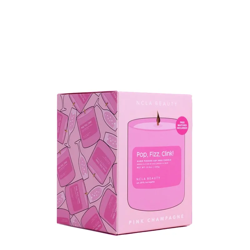 NCLA BEAUTY | Pop Fizz Clink! (Pink Champagne) Soy Wax Candle