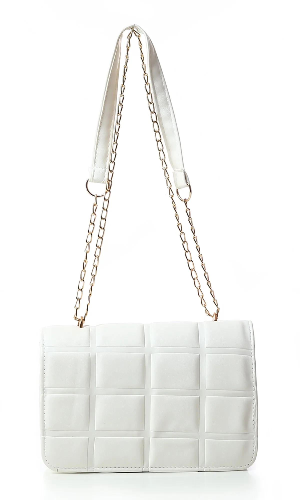 O181970 Blocks Cross-Body Bag With Chain Handle - White