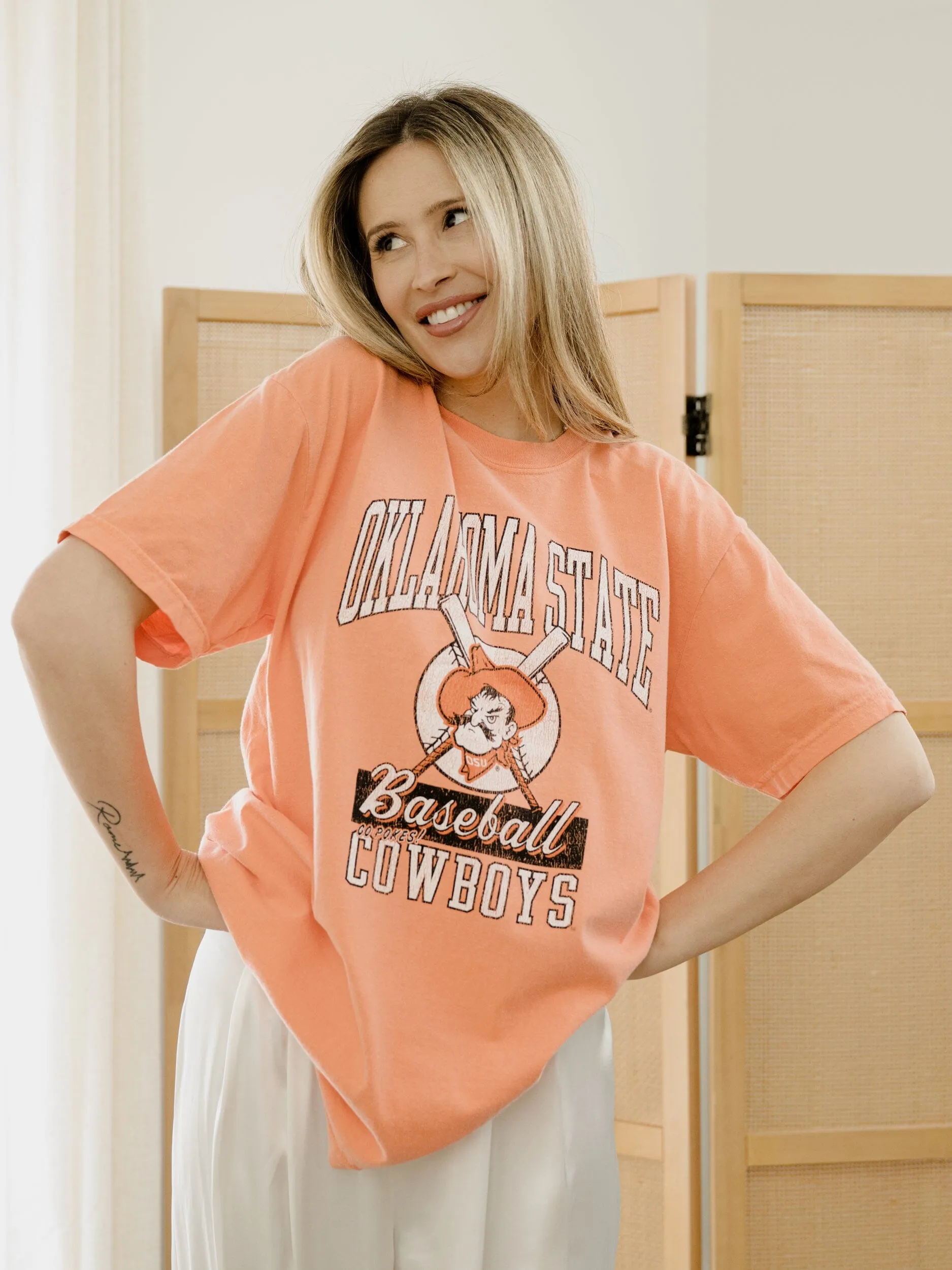 OSU Cowboys Baseball Orange Tee