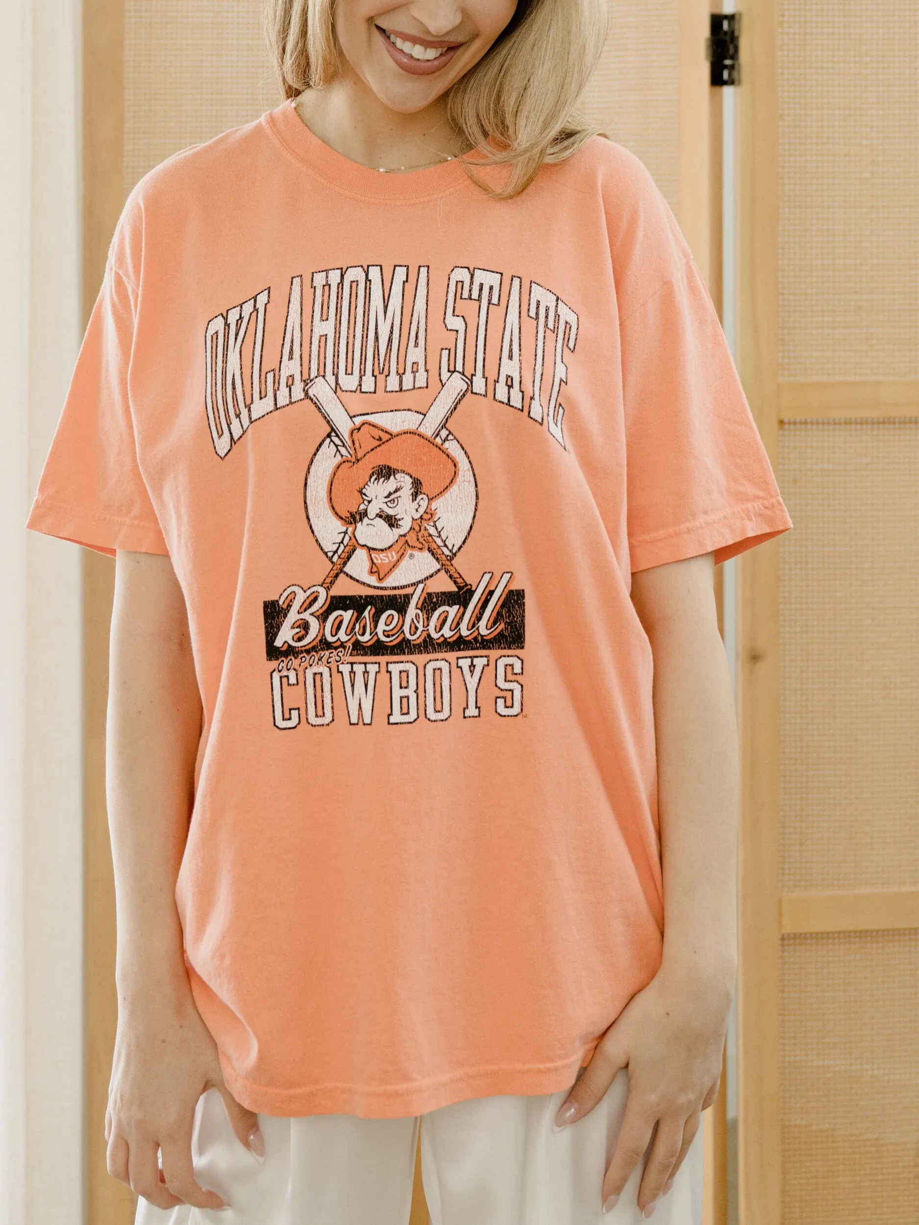 OSU Cowboys Baseball Orange Tee