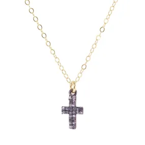 PAV CROSS - Double row diamond cross pendant