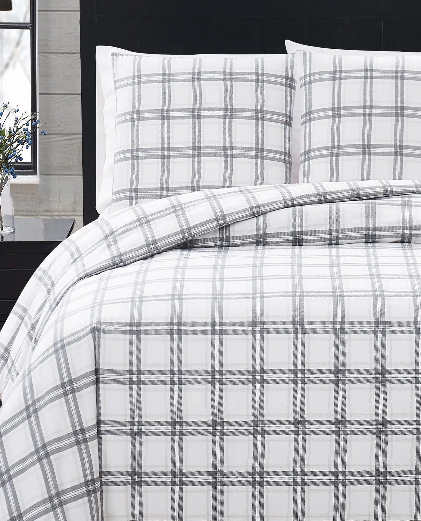 PLAID 3 PIECE FLANNEL COMFORTER SET