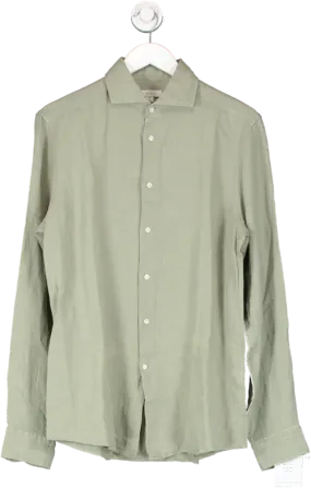 REISS Green Ruban Linen Button Through Shirt UK M