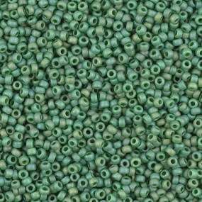 Seed Beads-15/0 Round-4699 Frost Opaque Glaze Rainbow Green-Miyuki-7 Grams