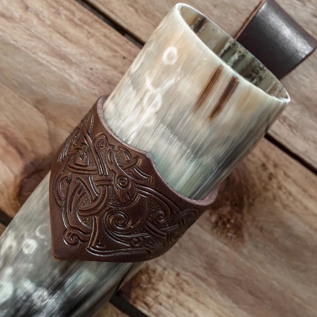 Set Drinking Horn (XL) Brown Dragon Holder