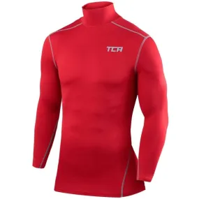 TCA Pro Performance Long Sleeve Mock Mens Compression Top - Red