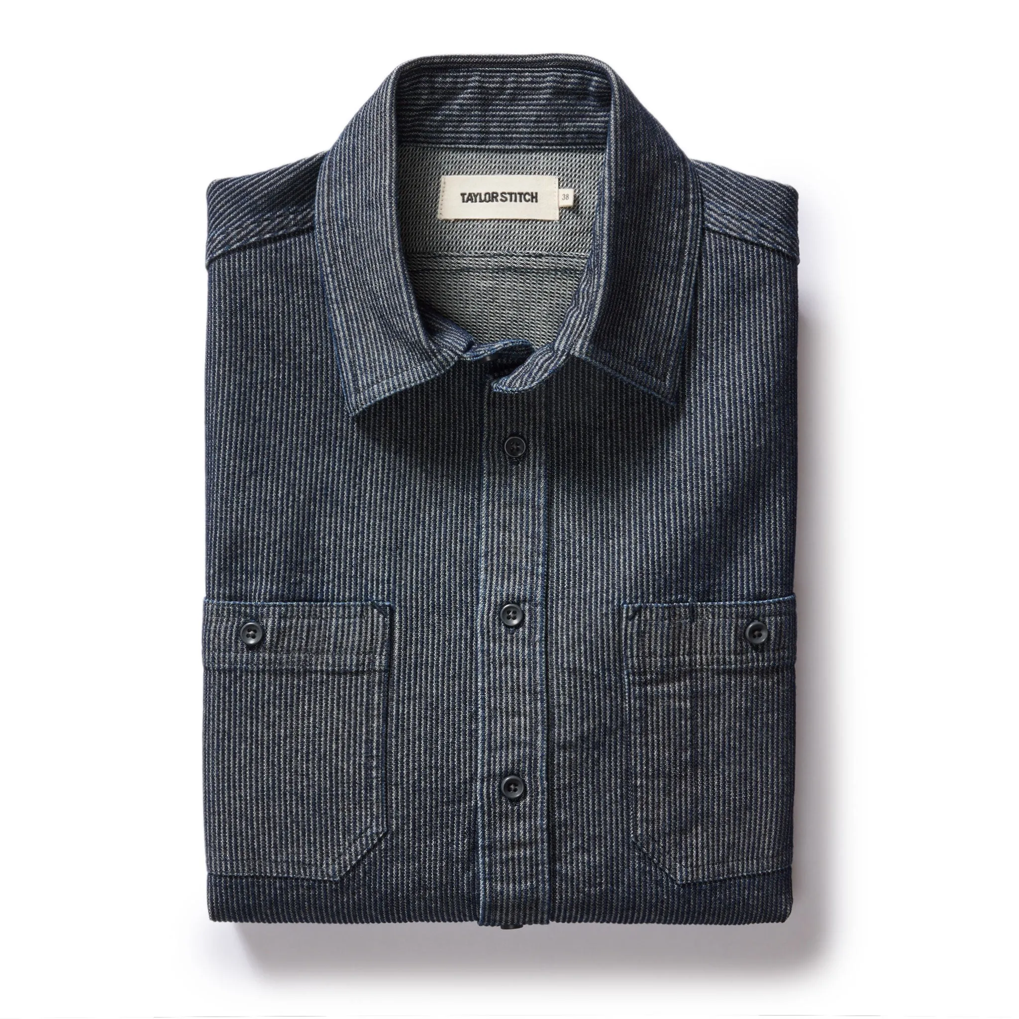 The Utility Shirt in Rinsed Indigo Stripe