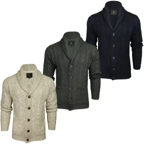 Xact Mens Cable Shawl Neck Cardigan