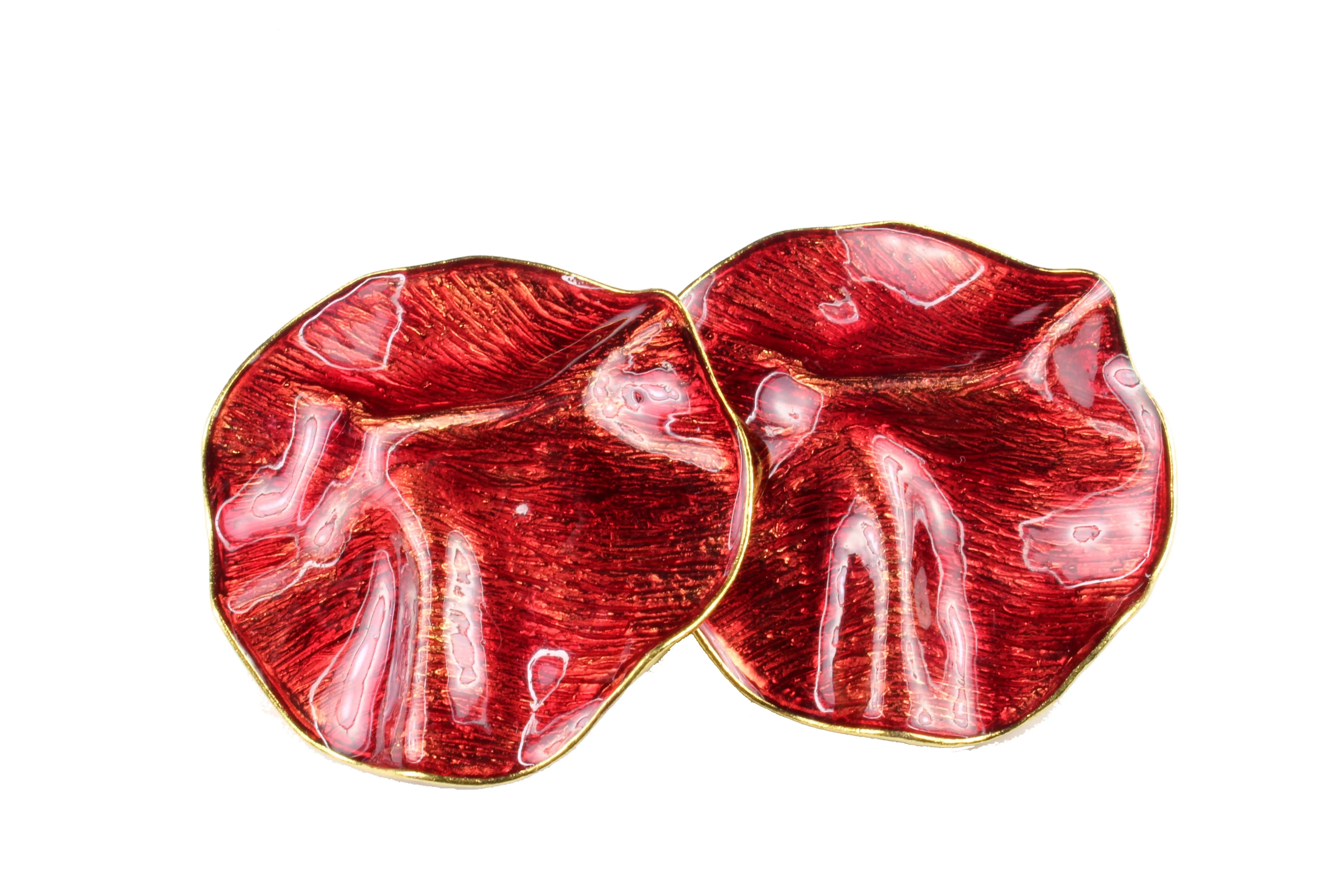 YVES SAINT LAURENT wrinkled red enamel earrings